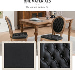 Load image into Gallery viewer, Vintage French Country Dining Room Chairs Set of 8, PU Leather Dining Chairs with Solid Wood Legs, Black Upholstered Dining Chair, Sillas para Comedor, Kitchen &amp; Dining Room Chair (Black, PU, 8Pcs)
