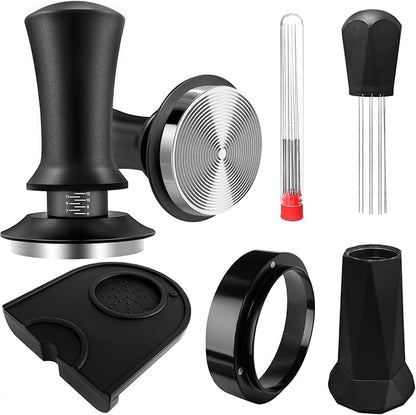Coffee Espresso Tamper Set, 51mm Espresso Tamper & WDT Tool, Espresso Dosing Funnel, Silicone Gel Coffee Tamper Mat, Espresso Accessories