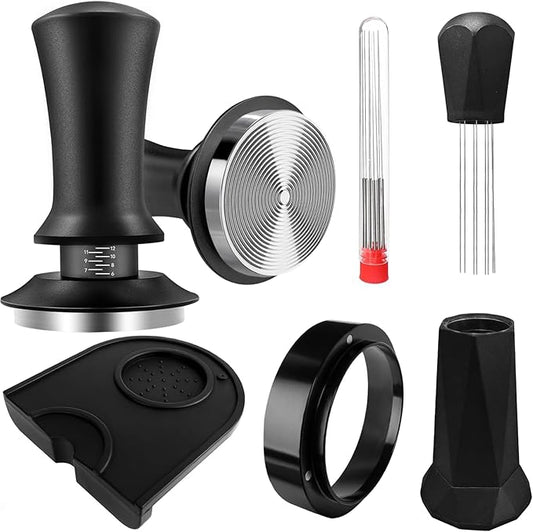 Coffee Espresso Tamper Set, 51mm Espresso Tamper & WDT Tool, Espresso Dosing Funnel, Silicone Gel Coffee Tamper Mat, Espresso Accessories