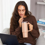 Load image into Gallery viewer, 40 oz Tumbler with Handle and Straw Lid,Insulated Reusable Stainless Steel Water Bottle Travel Mug，Cupholder Friendly Double Wall Vacuum Sealed Cup (Mocha)