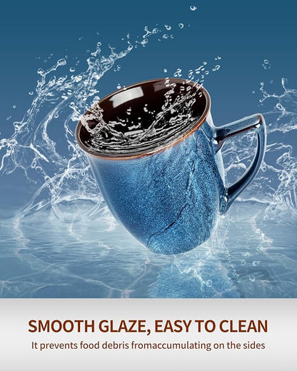 Ceramic Mugs 14 Oz,Mugs Set for Men Women, Ceramic Mugs Set with Large Handle for Coffee Tea Milk Cocoa, Coffee Cups Set of 6 Gift for Dad Mom,Easy to Clean & Hold, Microwave Safe.