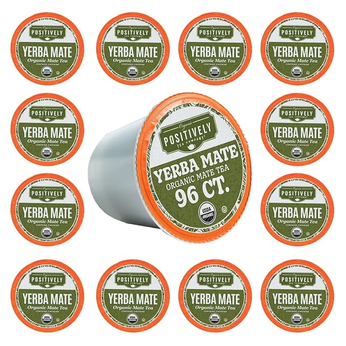 Organic Positively Tea Company, Yerba Mate Tea (Unsmoked), K-Cup Compatible, 96 Pods