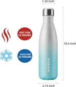 Load image into Gallery viewer, BJPKPK Insulated Water Bottles 17oz Stainless Steel Sports Water Bottles Keep Cold for 24 Hours and Hot for 12 Hours,BPA Free,Glitter Silver Blue