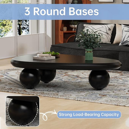 Cloud Coffee Table Modern Irregular Coffee Table Asymmetrical Unique Coffee Tables with 3 Bases for Living Room Farmhouse (F, 39")