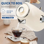 Load image into Gallery viewer, PUKOMC Electric Kettle, 1.7L Stainless Steel Tea Kettle with Temperature Gauge, 1500W Water Boiler with LED Light, BPA-Free, Auto Shut-Off and Boil-Dry Protection (Beige) Visit the Pukomc Store