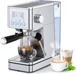 Load image into Gallery viewer, Espresso Machine, 20Bar Compact Stainless Espresso Maker, With Milk Frother Steam Wand, 57.5OZ Water Tank, Displays Making Time &amp; Water Temperature, Cold Brew, Silver (2025 updated model)