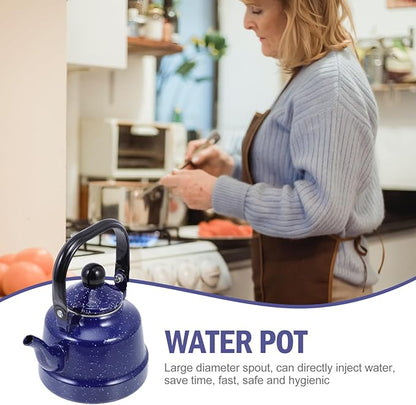 DOITOOL Enamel Tea Kettle Vintage Enamel Teapot 1.1 L Porcelain Tea Kettle Camping Coffee Kettle Stovetop Kettle Hot Water Boiler Pot for Hot Water, Tea Accessories