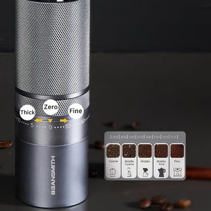 M1 Manual Coffee Grinder – 7 Star Stainless Steel Conical Burr, 60 Clicks External Adjustment, 30g Capacity : Portable Burr Grinder for Espresso, French Press, Turkish, Cold Brew