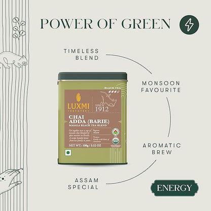 Luxmi Estates Chai Adda-Bari 100gm Tin | Masala Chai | Certified Organic Black Tea