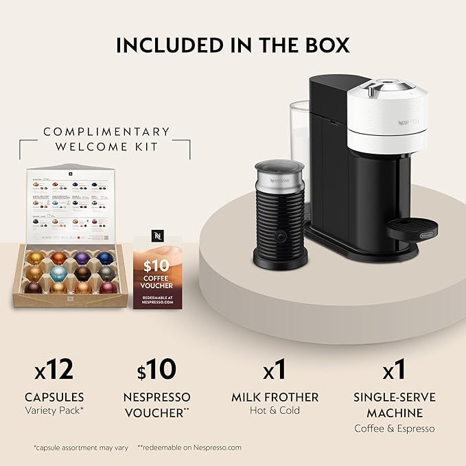 Nespresso Vertuo Next Coffee and Espresso Maker by De'Longhi with Aeroccino Milk Frother