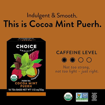 Choice Organic Teas - Favorites Variety Pack Sampler - Includes Earl Grey, Jasmine Green, Oolong, Rooibos, Cocoa Mint Puerh, and Grapefruit Honeybush Organic Teas - 96 Tea Bags (Pack of 6)