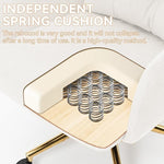 Load image into Gallery viewer, Flannel Office Chair Vanity Chair Comfy Home Office Desk Chairs with Lumbar Support, Modern Plush Fabric Desk Gold Legs Swivel Task for Home Office Bedroom Study White Upgraded Version