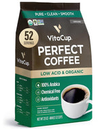 Load image into Gallery viewer, VitaCup Perfect Low Acid Coffee Ground, USDA Organic &amp; Fair Trade, Mycotoxin Free, Dark Roast Guatemala Single Origin, Clean &amp; Pure, 20 ounces, 52 Servings