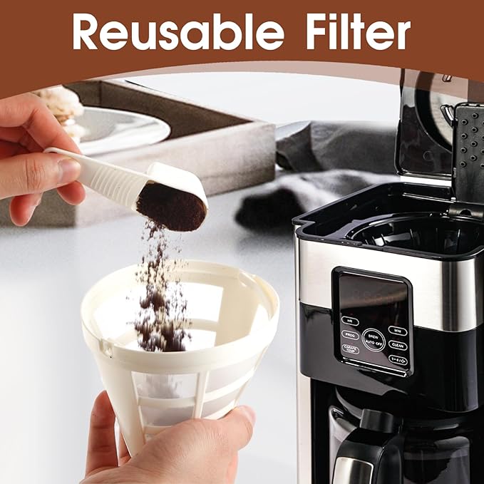 Coffee Maker, 12-Cup Glass Carafe, Programmable, Touch Screen, Keep Hot Plate,Reusable Filter, Stainless Steel