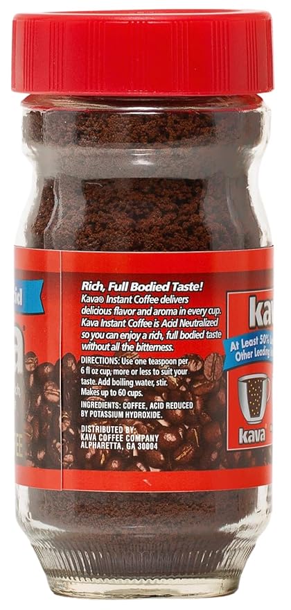 Kava Reduced Acid Instant Coffee, 4 Ounce