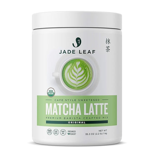 Jade Leaf Matcha Organic Cafe Style Sweetened Matcha Latte Green Tea Powder, Premium Barista Crafted Mix - Authentically Japanese, 100 Servings (2.2 Pound Bulk Tub)