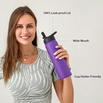 Load image into Gallery viewer, mininoo 24 oz Insulated Water Bottle with Straw Lid, Stainless Steel Double Wall Vacuum, Leak Proof, BPA Free, Keep Cold for 24H &amp; Hot for 12H-2 pack(Purple)