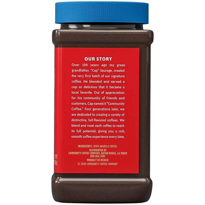 Community Coffee Breakfast Blend Instant Coffee, Medium Roast, 7 Ounce Jar (Pack of 12)