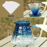 Load image into Gallery viewer, Bincoo Pour Over Coffee Maker Set with Dripper Size 02,600ml Glass Coffee Server Set,60 Angle Tapered Glass Coffee Dripper with Stand&amp;Filter Paper for Home Office Gift (Blue)