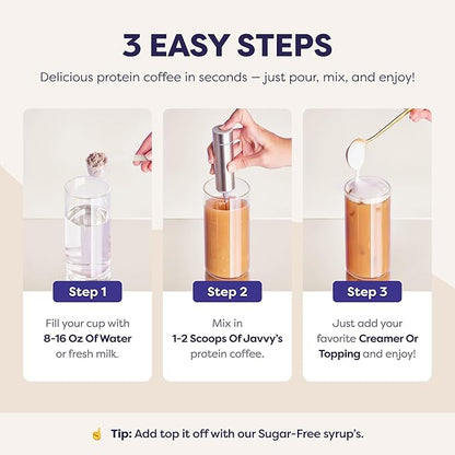 White Chocolate Mocha Protein Iced Coffee - Premium Whey Protein & Instant Iced Coffees - 100% Natural Cold Brew Coffee - Zero Artificial Flavors & Sweeteners, 80 mg Caffeine, 0g of Sugar, 20 Servings