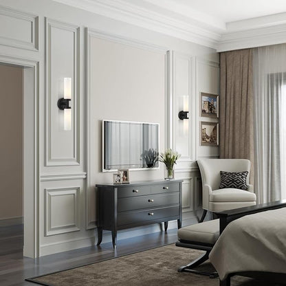 Livex Lighting 10104-04 Aero Collection ADA 2-Light Bathroom Vanity Light with Satin Opal White Glass Cylinder Shades, Black, 18 x 4.25