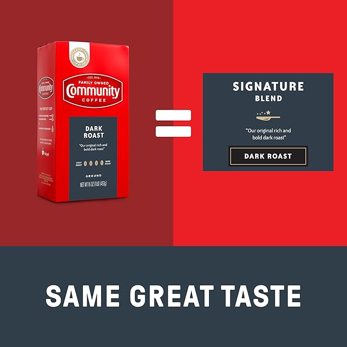 Community Coffee Dark Roast Ground Coffee,Vacuum Packed 16 Ounce Bags (Pack of 10)