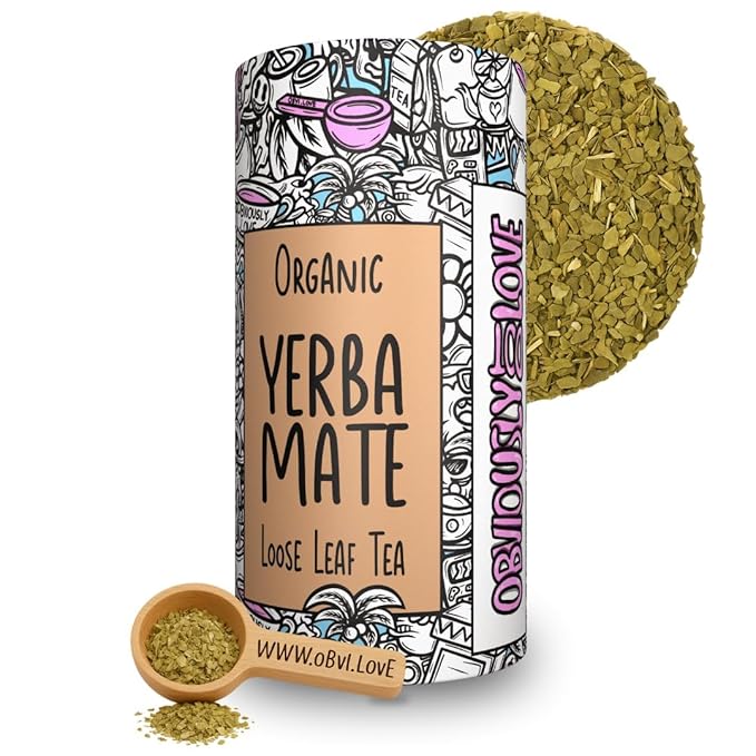 Obviously Love Organic Yerba Mate Tea – Premium Unsmoked Brazilian Mate, Sustainably Grown, 100% Organic, 110g Pack – Smooth Natural Energy, Rich Antioxidants