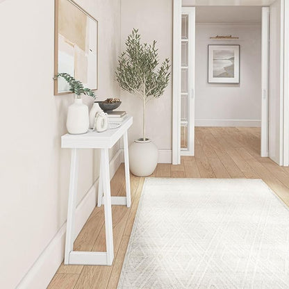 Plank+Beam Solid Wood Console Table, 36 Inch, Sofa Table, Narrow Entryway Table for Hallway, Behind The Couch, Living Room, Foyer, Easy Assembly, White