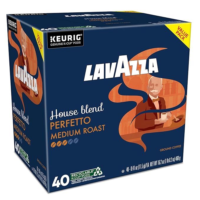 Lavazza House Blend Perfetto, Single-Serve Keurig K-Cup Pods, Medium Roast Coffee, 40-Count Box
