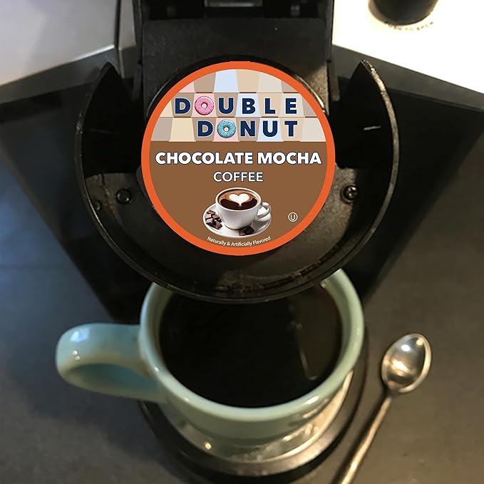 Double Donut Coffee Chocolate Mocha Coffee Pods, Single Serve Mocha for Keurig K Cup Brewers, Rich, Creamy Pods for Chocolate Lovers, 24 Count