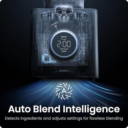 Chefman Obliterator 48 oz Countertop Blender for Smoothies, 1380W Motor to Crush Ice, Nuts, and Frozen Fruit with Stainless Steel Blade, Auto Blend Function, Includes 20 oz Travel Jar