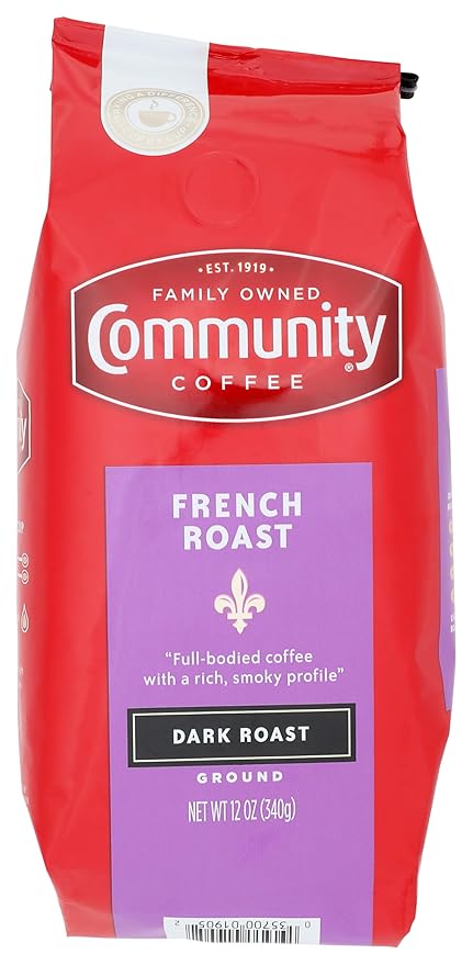 Community Coffee French Roast, Ground Coffee, Extra Dark Roast, 12 Ounce Bag (Pack of 1)