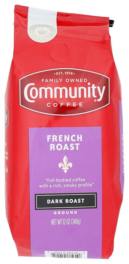 Community Coffee French Roast, Ground Coffee, Extra Dark Roast, 12 Ounce Bag (Pack of 1)