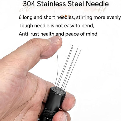 WDT Espresso Distribution Tool, 6-Pin 304 Stainless Steel Coffee Stirrer for Barista, Adjustable Espresso Needle Distributor for Even Extraction