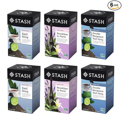 Stash Tea 6 Flavor The Earls Earl Grey Tea Assortment, 6 Boxes of 18 20 Tea Bags Each