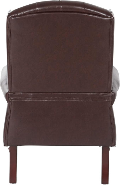 Office Star TEX Traditional Queen Anne Style Chair with Thick Padded Seat and Lumbar Support Back with Royal Cherry Finish Wood Legs, Jamestown Oxblood Vinyl