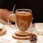 Load image into Gallery viewer, CNGLASS 12oz Double Walled Glass Coffee Mugs,Insulated Glass Mugs with Handle,Clear Espresso Cups for Latte,Cappuccino,Tea Bag,Set of 2