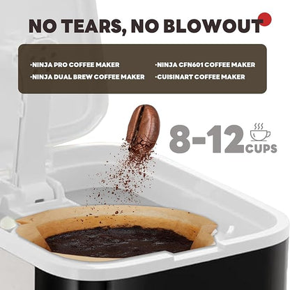 Disposable Coffee Filters #4 100 Pcs, Unbleached Cone Coffee Filters for Ninja Coffee Maker and Cuisinart Coffee Maker, 8-12 Cup