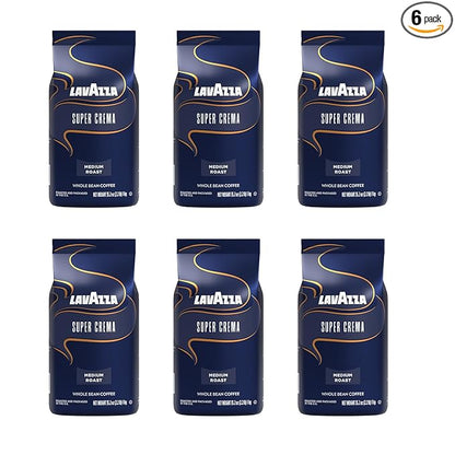 Lavazza Super Crema Whole Bean Espresso Coffee, 2.2lb Bag, Vacuum-Packed