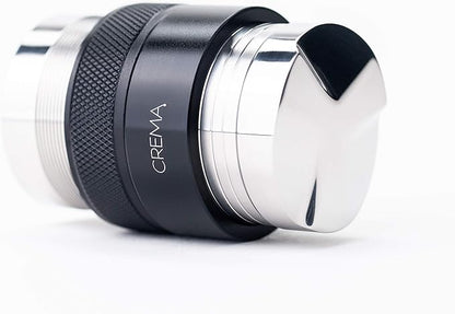 Crema Coffee Products 45.5mm Hand Tamper & Coffee Distributor V2 | Compatible with Flair Pro and Pro 2 | Double-Sided, Adjustable Depth Tool | Made with Durable 304 Stainless Steel | Black