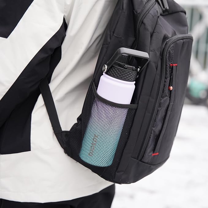 BJPKPK 2 Pack Insulated Water Bottles with Straw Lids, 22oz Stainless Steel Metal Water Bottle with 6 Lids, Leak Proof BPA Free Jugs, Cups, Flasks for Travel, Sports (Lavender Green+Black)