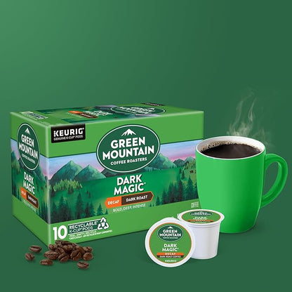 Green Mountain Coffee Dark Magic Decaf, Keurig Single Serve K-Cup Pods, Dark Roast Coffee, 60 Count, (6 Packs of 10)