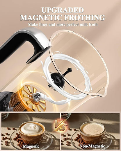 4 in 1 Electric Milk Frother: Automatic Milk Steamer Large Capacity Hot & Cold Coffee Foam Froth Maker, Milk Warmer Foamer for Latte, Cappuccino, Hot Chocolate