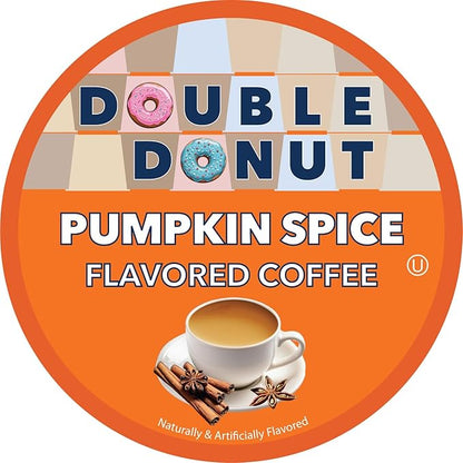 Double Donut Pumpkin Spice Coffee Pods, Single Serve Coffee for Keurig K Cups Machines, Medium Roast Pumpkin Pods, 80 Count