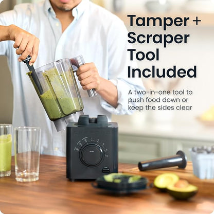 Chefman Obliterator 48 oz Countertop Blender for Smoothies, 1380W Motor to Crush Ice, Nuts, and Frozen Fruit with Stainless Steel Blade, Auto Blend Function, Includes Tamper and Scraper