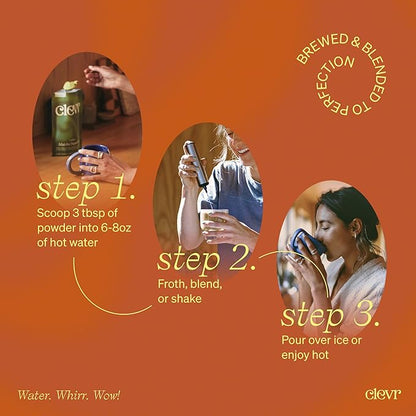 Clevr Blends Chai Tea Latte, Instant Superfood Powder Blend with Oat Milk, Lion’s Mane, Reishi Mushroom, Black Tea, Organic Spices, Coconut Cream, Ashwagandha, Oprah’s Favorite Things 2022 (14 Lattes)