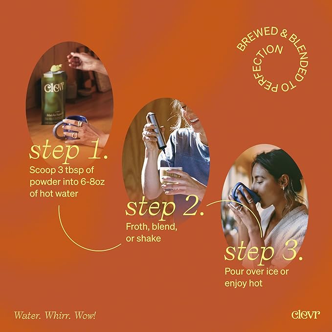 Clevr Blends Chai Tea Latte, Instant Superfood Powder Blend with Oat Milk, Lion’s Mane, Reishi Mushroom, Black Tea, Organic Spices, Coconut Cream, Ashwagandha, Oprah’s Favorite Things 2022 (14 Lattes)