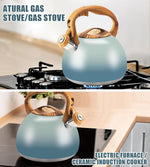 Load image into Gallery viewer, Tea Pot, 3.2Qt Tea Kettle Stovetop, Food Grade Stainless Steel Tea Kettle,Suitable for Various Heat Sources,One-Button Switch (Grayish Blue Gradient)