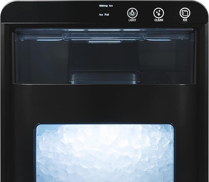 Newair Nugget Ice Maker Countertop, 44 lbs in 24 Hours Ice Machine Nugget, Self Cleaning Ice Maker in Black Stainless Steel, Perfect for Home Bar, Kitchen Countertop, RV, Home Office