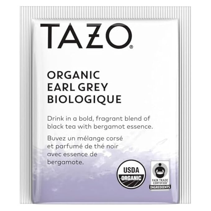 TAZO Organic Earl Grey Tea Bags, Black tea with Caffeine, 16 Total Tea Bags (Pack of 2)